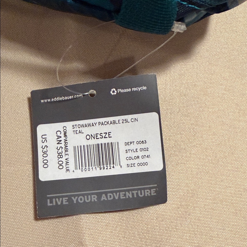 NWT Eddie Bauer Blue Camo Packable Tote - Picture 2 of 2